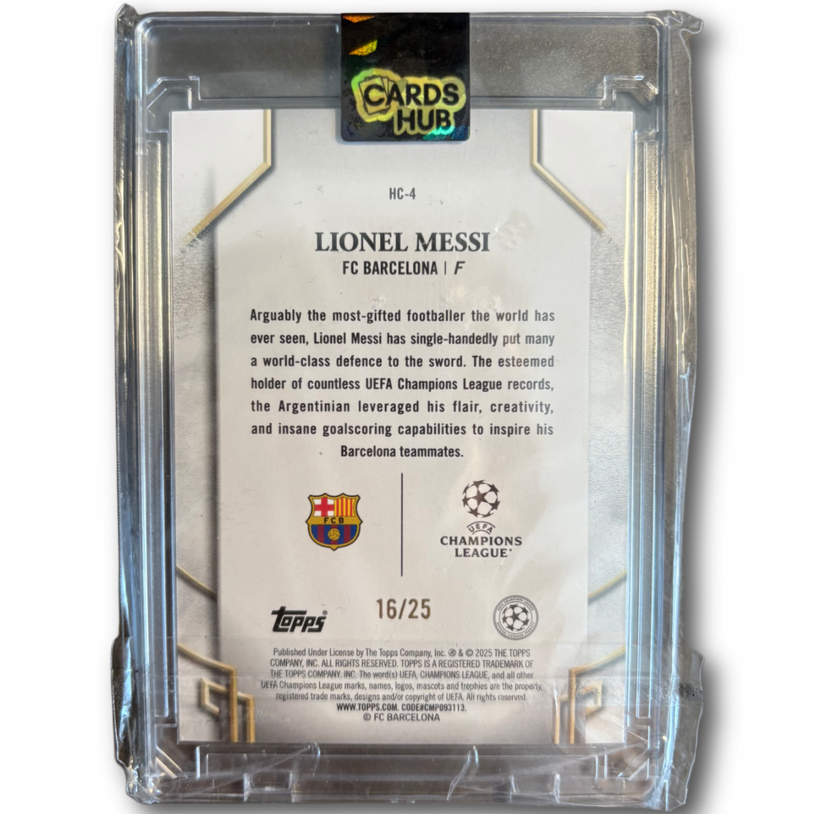 MESSI - 2024/25 Topps Chrome UCC /25 Historic Captains SP