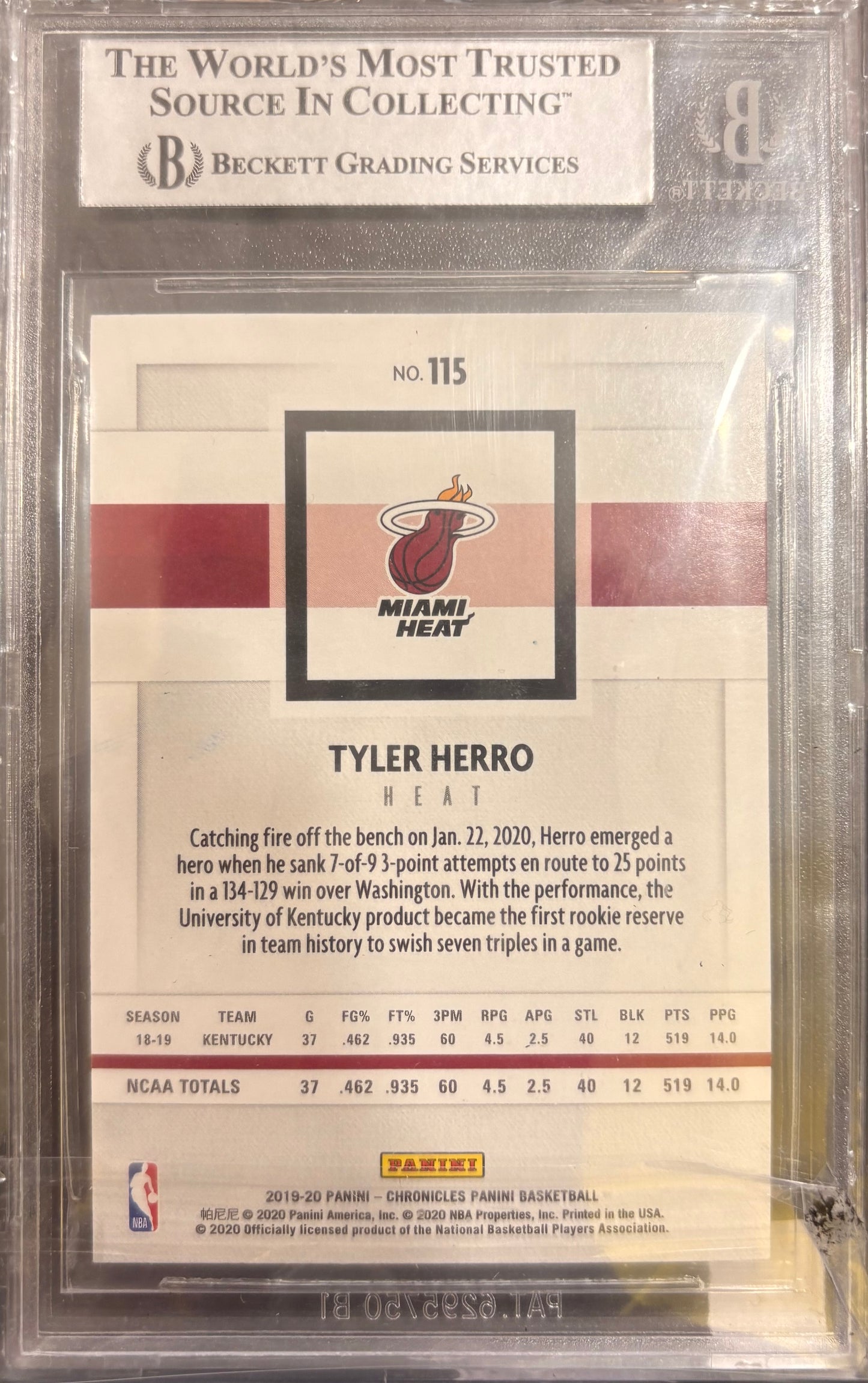 HERRO - 2019/20 Panini Chronicles RC BGS Authentic Auto
