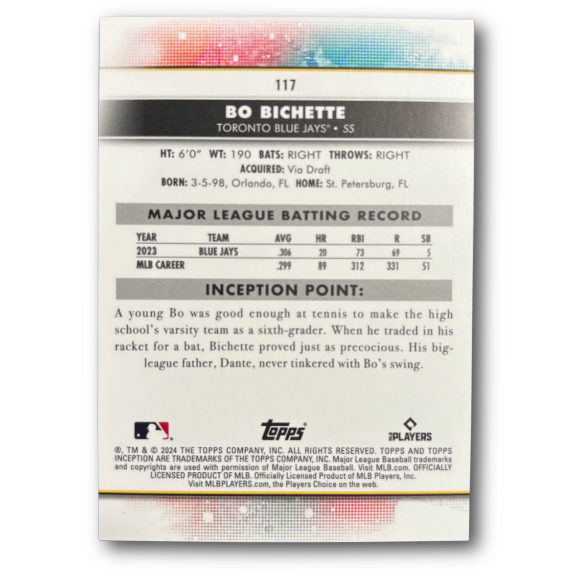 BO BICHETTE - 2024 Topps Inception Alpha Black SSP (1/10 Case)