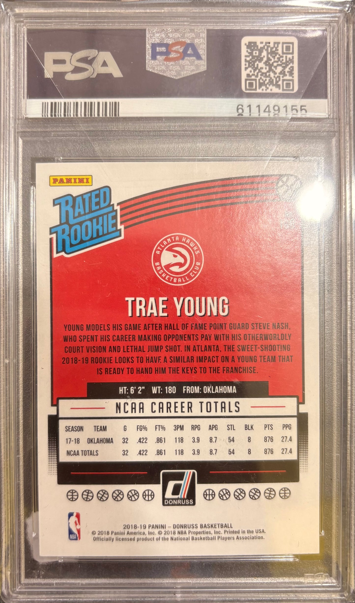 TRAE YOUNG - 2018 Donruss RC PSA 10