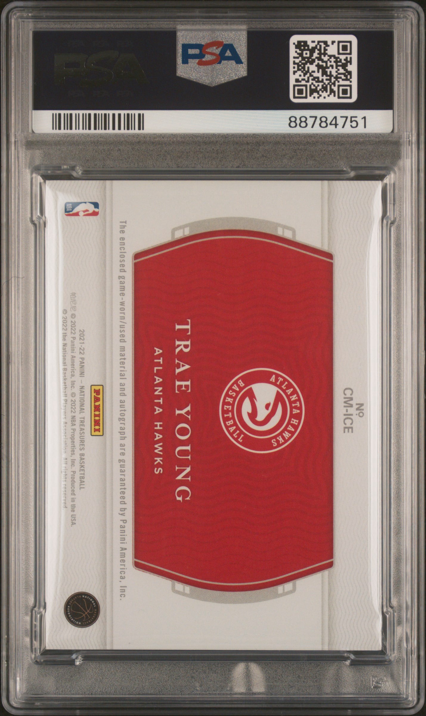 TRAE YOUNG - 2021 National Treasures Colossal Material Auto On Card /49 PSA 9