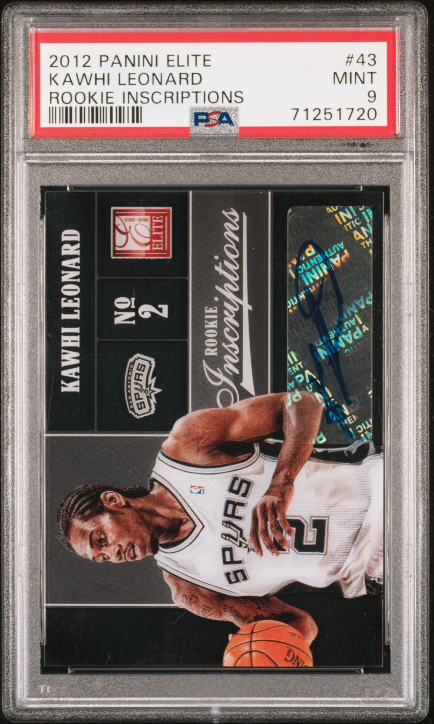 KAWHI LEONARD - 2012 Panini Elite Rookie Inscriptions RC PSA 9