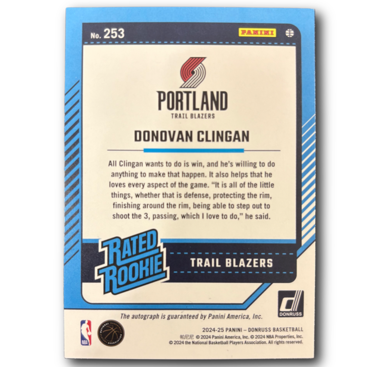 DONOVAN CLINGAN - 2024/25 Panini Donruss Choice Red /99 Auto RC
