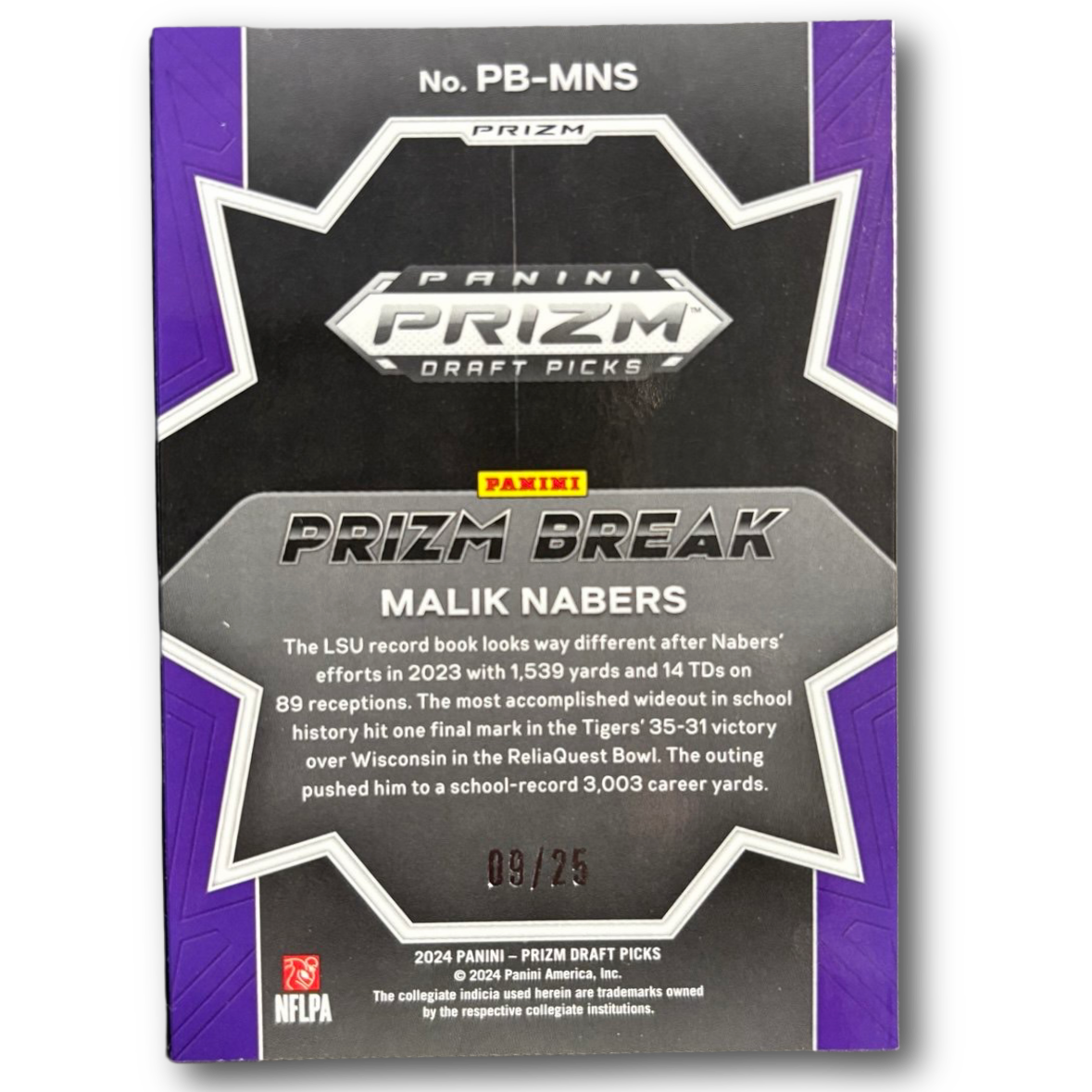 MALIK NABERS - 2024 Prizm Draft Picks /25 Mojo Prizm Break RC