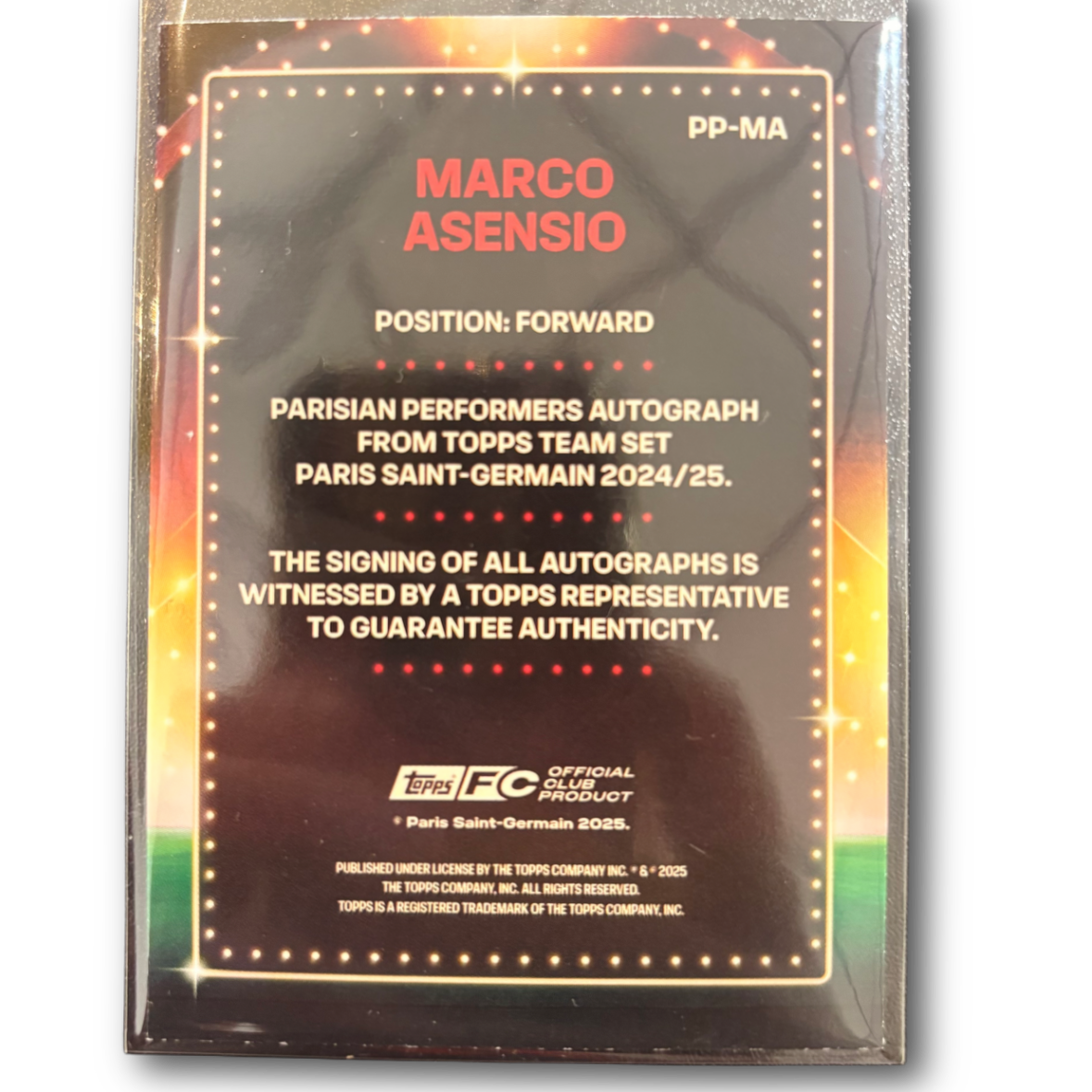 ASENSIO - 2024/25 Topps PSG Team Set /250 Car