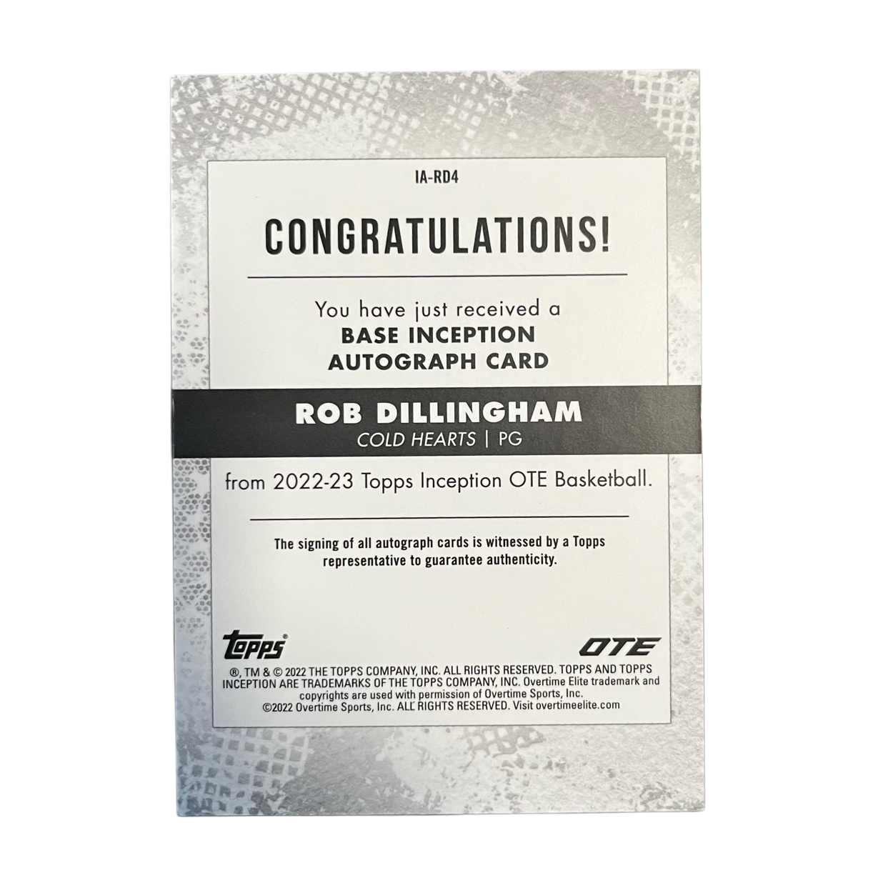 Rob Dillingham - 2022/23 Topps Inception OTE Basketball