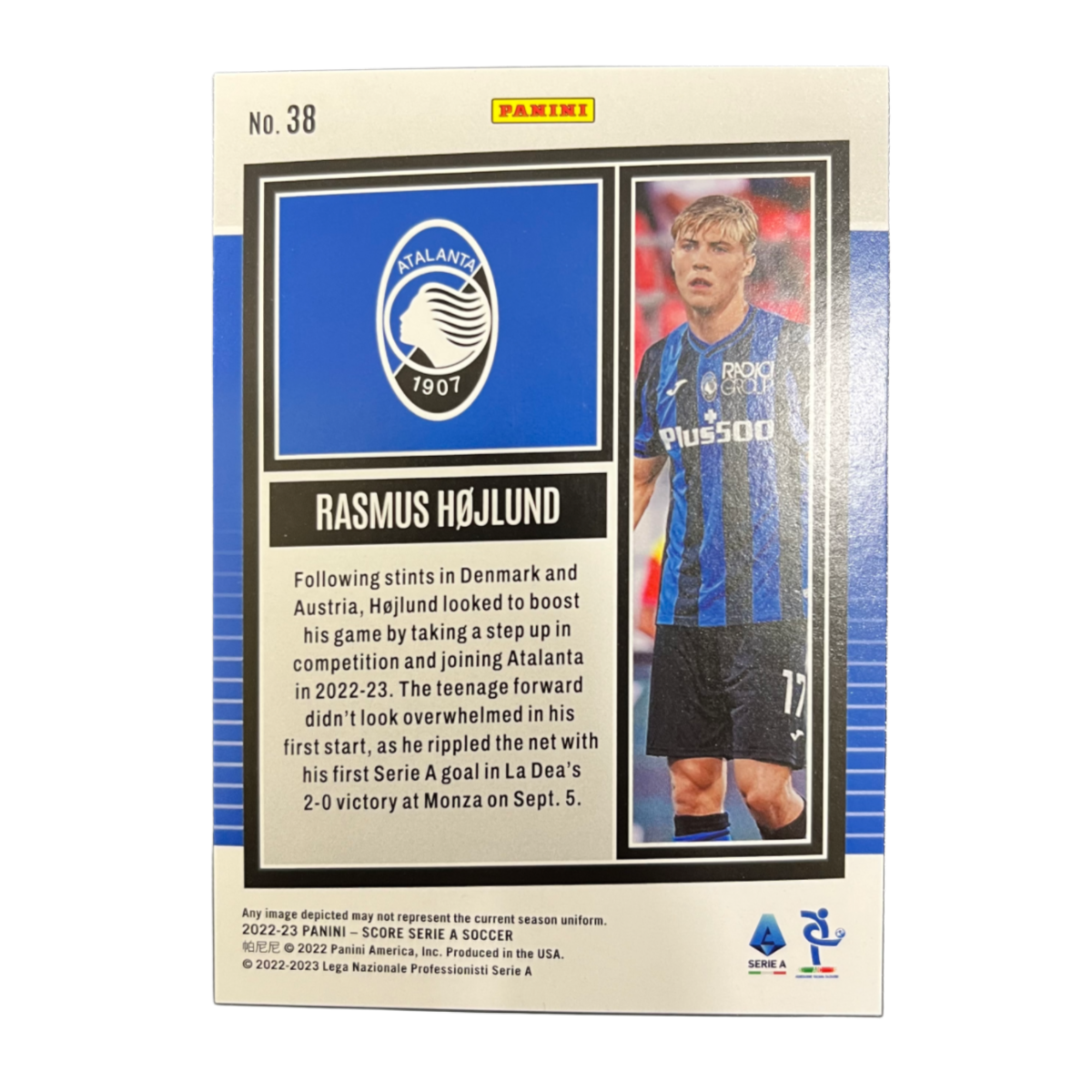 Rasmus Højlund - 2022/23 Panini Score Serie A Red /65 RC