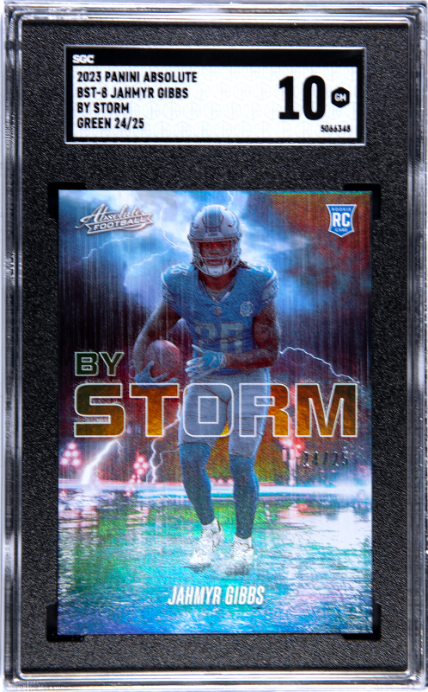 JAHMYR GIBBS - 2023 Panini Absolute By Storm Green /25 SGC 10 RC
