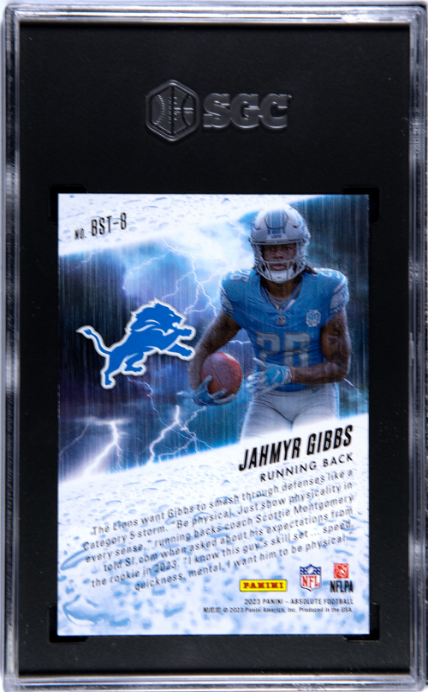 JAHMYR GIBBS - 2023 Panini Absolute By Storm Green /25 SGC 10 RC