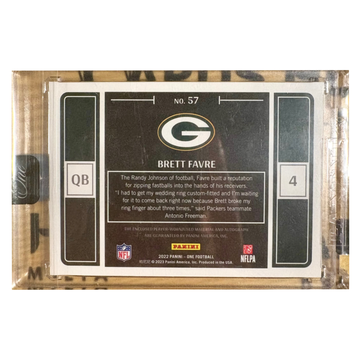 BRETT FAVRE - 2022 Panini One Football /10 Auto 4Patch Relic