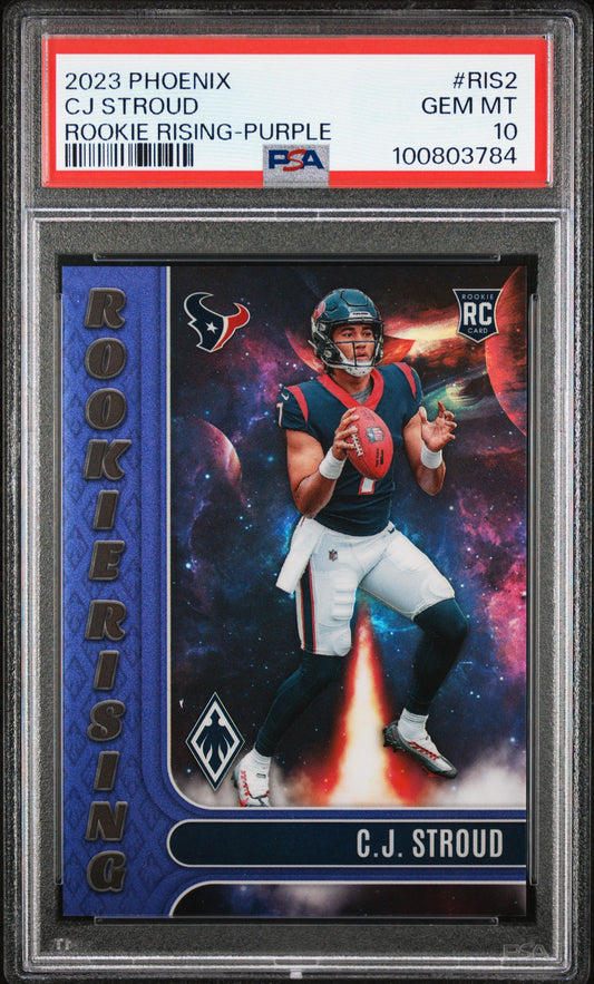 CJ STROUD - 2023 Phoenix Rookie Rising Purple /125 RC PSA 10