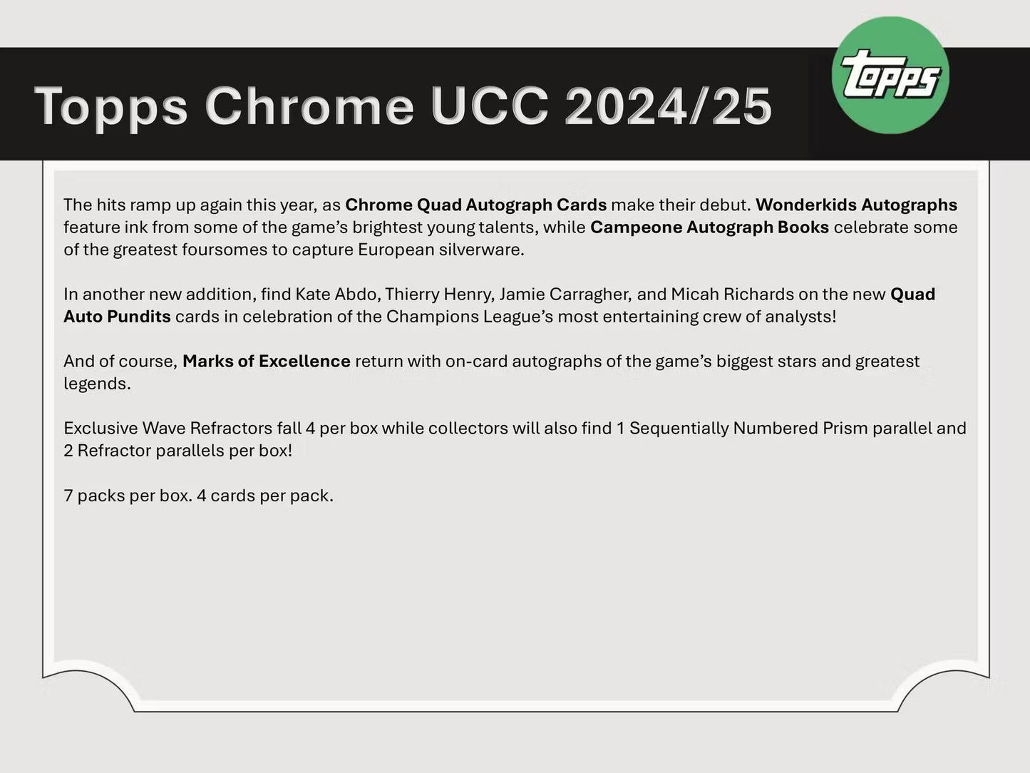 2024/25 Topps Chrome UCC Hobby Box