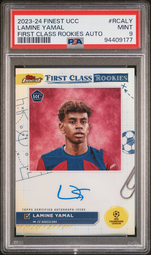 YAMAL - 2023/24 Topps Finest UCC First Class Auto RC PSA 9