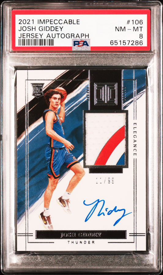 GIDDEY - 2021 Impeccable Jersey Auto /99 RC PSA 8