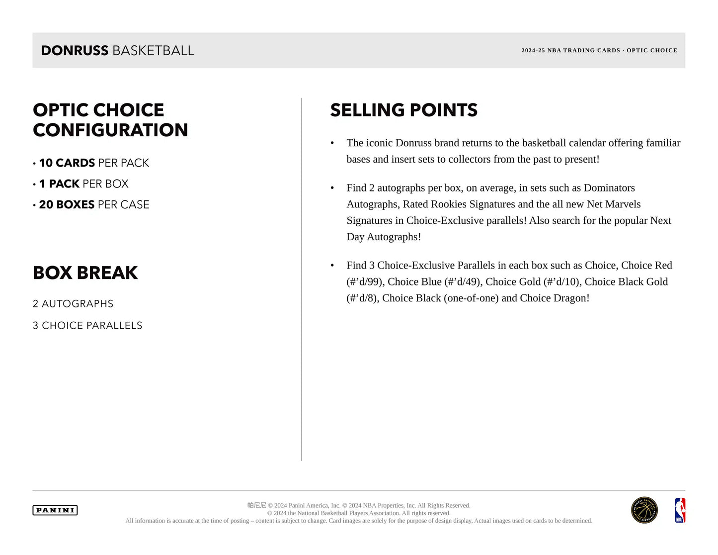 2024/25 Panini Donruss NBA Choice - Random Team - LIVE BREAKING (08/05/2025)