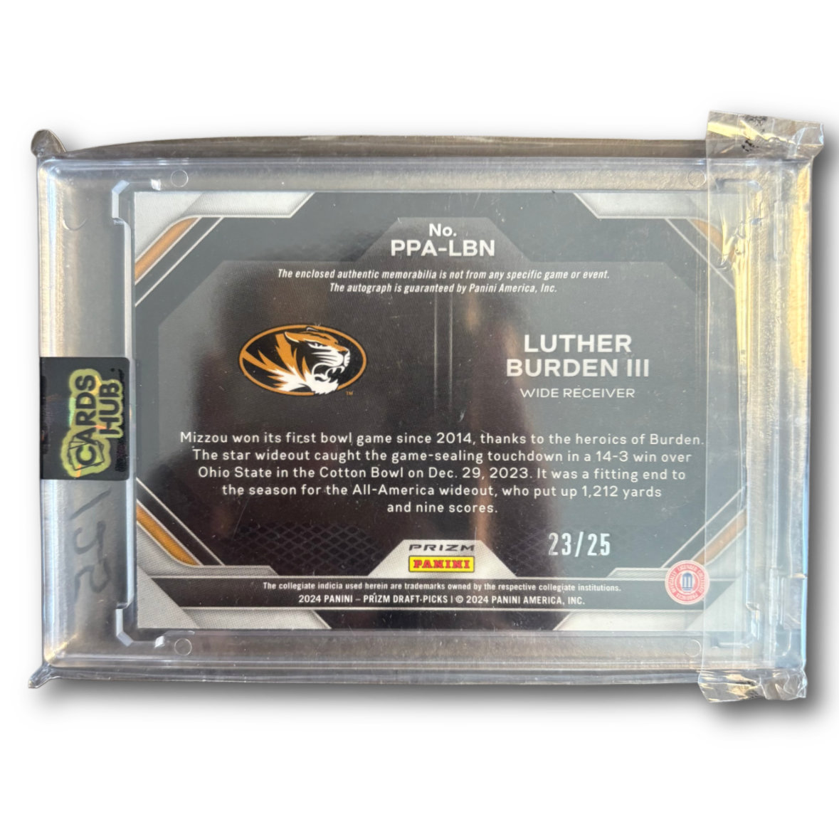 LUTHER BURDEN III - 2024 Prizm Draft Picks Rookie Patch Auto /25
