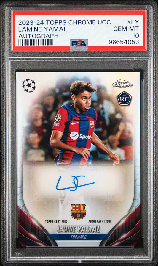 LAMINE YAMAL - 2023/24 Topps Chrome UCC Autograph - PSA 10 GEM MT (Pop 20)